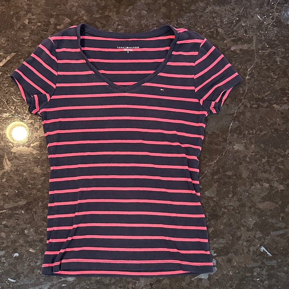 Tommy Hilfiger Women's Short Sleeve Tee in Navy and Pink
